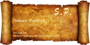 Sebes Patrik névjegykártya